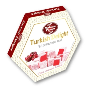 Sour Cherry Flavored Turkish Delight 250 g Hexagonal Box - Malatya Pazarı