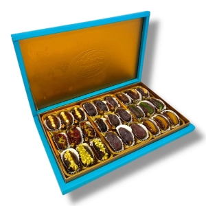 Turquoise Box with Handle Mixed Date Stuffed 600 g - Malatya Pazarı