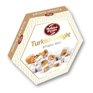 Walnut Turkish Delight 250 g Hexagonal Box - Malatya Pazarı