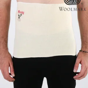 Woolmark-certified medical abdominal binder wrapping a patient's torso for support and recovery, showcasing quality healthcare medical supplies available for fast shipping from Turkey.