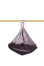 Elegant satin gift bag tied with a satin ribbon and hanging from a gold rod. Perfect for luxury gifting, events, or special occasions, combining sophistication and style.