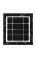 Black and white checkered serving tray with a plaid border, perfect for stylish presentation of appetizers, snacks, or desserts. Crafted for durability and elegant dining experiences.