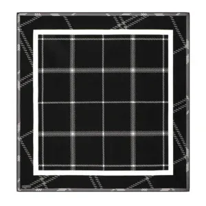 Black and white checkered serving tray with a plaid border, perfect for stylish presentation of appetizers, snacks, or desserts. Crafted for durability and elegant dining experiences.
