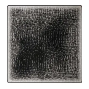 Veneered black crocodile leather square, textured surface, luxury exotic material for high-end accessories.