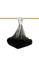 Black satin cloth draped over a gold-colored rod, elegant and luxurious fabric, high-quality material, minimalistic display, premium Turkish textiles, fashion or interior decor element, sophisticated style, modern aesthetic, shop of Turkey product showcase, fast shipping from Turkey.