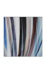Vivid abstract painting with flowing streaks of blue, black, brown, and beige colors, creating a dynamic and modern artistic design for home or office decor.