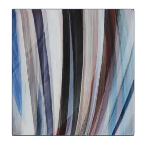 Vivid abstract painting with flowing streaks of blue, black, brown, and beige colors, creating a dynamic and modern artistic design for home or office decor.