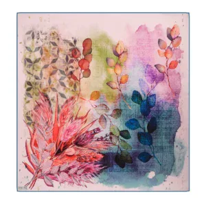 Vibrant watercolor artwork featuring colorful leaves and abstract patterns, showcasing artistic design and nature-inspired elements for home decor or artistic inspiration.
