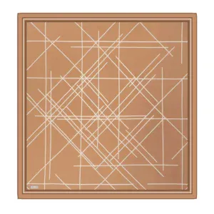 Intricate brown and white geometric design on a square decorative tile, showcasing modern art-inspired patterns suitable for home decor or artistic projects.