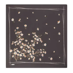 Daisy flower illustration on black chalkboard background, floral art design, decorative wall art, handmade chalk art, artistic floral pattern for home decor.