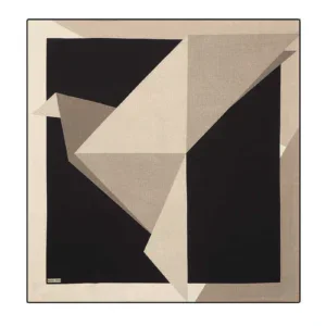 Black and beige geometric abstract art on canvas, modern wall decor for living room or office, minimalist design, stylish home accessory.