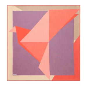 Vibrant abstract geometric artwork featuring bold coral, pink, and purple shapes on a textured background, perfect for modern interior decor and artistic expression.