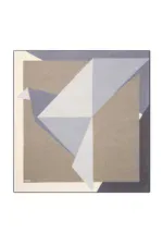Geometric abstract wall art with neutral beige, white, and blue tones, modern design suitable for contemporary home decor.