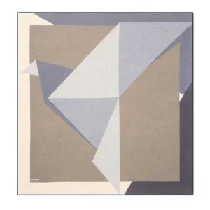Geometric abstract wall art with neutral beige, white, and blue tones, modern design suitable for contemporary home decor.