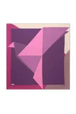Vibrant geometric abstract art with shades of pink and purple, featuring sharp shapes and clean lines, perfect for modern interior decor.