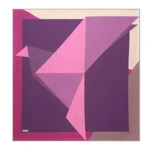 Vibrant geometric abstract art with shades of pink and purple, featuring sharp shapes and clean lines, perfect for modern interior decor.