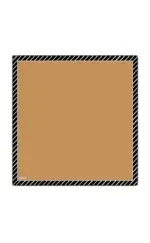 A blank cardboard box with a black and white striped border, ideal for packaging or shipping products, showcasing Turkish quality and reliable delivery services.