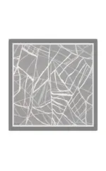 Broken glass pattern, abstract shattered mirror design in grey and white tones, modern home decor accessory, stylish and trendy decorative art piece.