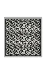 Intricate black and white geometric patterned scarf with a modern, stylish design from Turkey. Perfect for fashion-forward accessories and unique outfits.