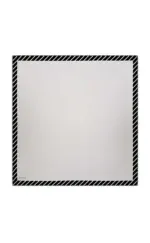 A black and white striped square mirror with a modern, minimalist design, perfect for home decor and stylish living spaces.