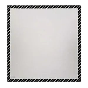 A black and white striped square mirror with a modern, minimalist design, perfect for home decor and stylish living spaces.