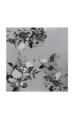 Elegant black and white floral artwork on a modern wall decor panel, perfect for stylish home decoration and art enthusiasts.
