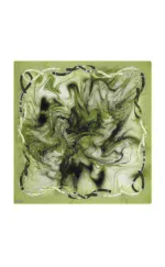 Viral abstract green and black swirling artwork with a leather strap border, creating a dynamic and eye-catching visual perfect for modern interior decor or artistic display.