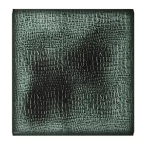 Glossy crocodile leather texture in a dark green shade, showcasing detailed pattern and finish. Perfect for luxury fashion accessories or interior design projects emphasizing exotic materials.