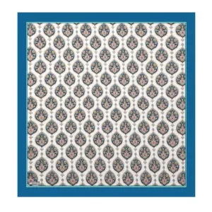 Vintage Turkish tile pattern with intricate floral and geometric designs, traditional blue, beige, and pink colors, ideal for home décor or wall art, representing authentic Turkish craftsmanship.