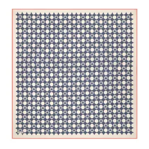 Intricate blue and white ceramic tile pattern from Turkey, showcasing traditional geometric design elements with a red border, ideal for decor or cultural displays.