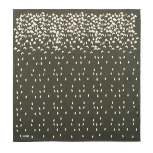 Silk black and white patterned scarf with abstract floral design, stylish accessory from Turkey, perfect for women’s fashion, lightweight and versatile for daily wear or special occasions.