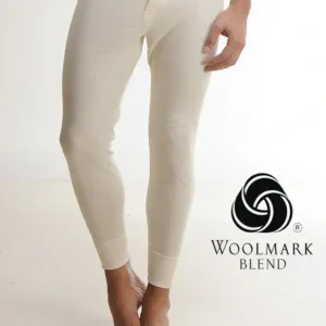 Soft beige wool blend thermal leggings for men, high comfort and warmth, perfect for winter, slim fit, elastic waistband, durable fabric, stylish and cozy.