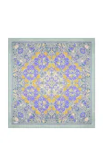 Intricate Turkish-style mosaic or tile design with purple, yellow, and light blue floral patterns on a decorative background.