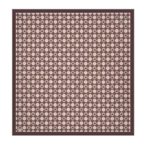 Intricate geometric patterned rug with a traditional Turkish design in shades of brown and beige, perfect for home decor.