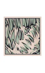 Vivid abstract artwork featuring flowing leaf and nature-inspired patterns in green, black, and beige tones. Perfect for modern interior decor.