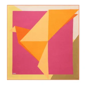 Vibrant abstract geometric artwork featuring bold pink, orange, yellow, and beige shapes on a colorful canvas. Perfect for modern home decor and artistic inspiration.
