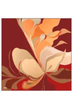 Vibrant abstract artwork in warm shades of red, orange, beige, and brown, featuring flowing, curved lines and layered shapes creating a dynamic visual composition. Perfect for modern home decor or artistic inspiration.