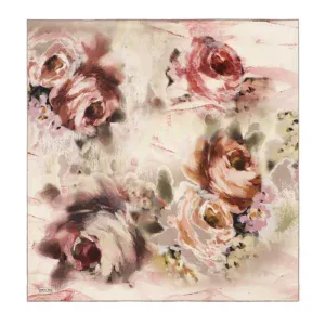 Vibrant abstract floral painting with pink, beige, and brown tones, creating a soft and elegant aesthetic perfect for home decor or art collections.