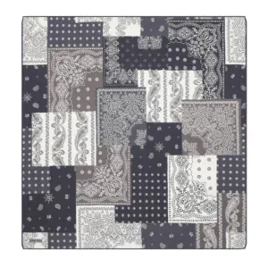Patterned bandana with a black and white paisley design, perfect for casual wear or accessories, available for quick shipping from Turkey.
