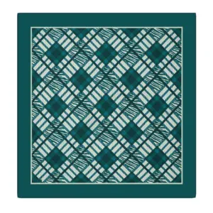 Vivid geometric patterned bandana with a teal and white design, perfect for fashion or accessories.