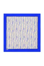 Blue and white patterned scarf with geometric chain link design, perfect for stylish accessories or home decor, emphasizing Turkish craftsmanship and fast nationwide shipping.