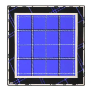 Plaid-patterned decorative tray with blue, black, and white colors, ideal for home decor or serving accessories.