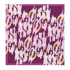 Vibrant purple, white, and yellow leopard print scarf showcasing bold, trendy fashion accessory from Shop of Turkey with fast international shipping.