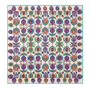 Handmade Turkish floral patterned rug with intricate designs in vibrant colors, perfect for adding traditional elegance to your home decor. Fast shipping available from Turkey.