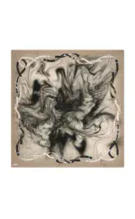 Vibrant black and white marbled abstract art with a decorative chain border, creating a dynamic visual composition. Perfect for modern home decor or art collections, showcasing bold contrasts and flowing patterns.