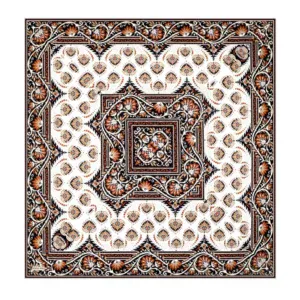 Intricate Turkish floral and geometric patterned carpet, showcasing detailed craftsmanship and vibrant colors, perfect for elegant home decor or traditional Turkish interior style.