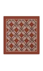 Violet brown patterned scarf with geometric and animal print design for stylish accessories.