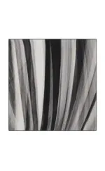 A black and white abstract artwork featuring flowing, vertical brushstrokes creating a dynamic and modern visual effect. Perfect for contemporary interior decor and artistic spaces.