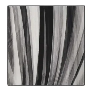 A black and white abstract artwork featuring flowing, vertical brushstrokes creating a dynamic and modern visual effect. Perfect for contemporary interior decor and artistic spaces.