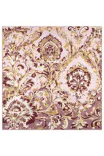 Elegant floral patterned rug with intricate gold, burgundy, and beige designs, perfect for enhancing home decor with a touch of luxury. Eases into a classic Ottoman style.